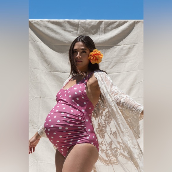 Pinkblush Other - ◾️Pink Blush Pink Polka Dot One Piece Swimsuit With Ruched Sides